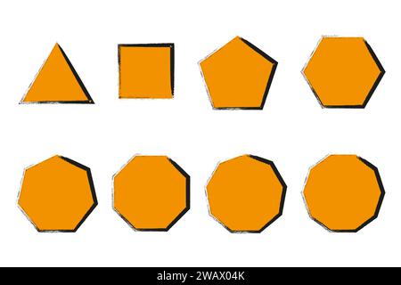 Poligoni di tratto zen Enso illustrazione vettoriale del simbolo giapponese del pennello. Illustrazione Vettoriale