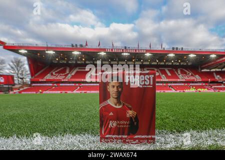 Gonzalo Montiel di Nottingham Forest nel programma di mach day durante la partita del terzo turno della Emirates fa Cup Nottingham Forest vs Blackpool al City Ground, Nottingham, Regno Unito, il 7 gennaio 2024 (foto di Mark Cosgrove/News Images) a Nottingham, Regno Unito il 1/7/2024. (Foto di Mark Cosgrove/News Images/Sipa USA) Foto Stock