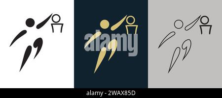 Pittogramma Basket BKB su colore bianco e nero Logo a 3 stili icona evento olimpico estivo illustrazione vettoriale immagine astratta modificabile Illustrazione Vettoriale