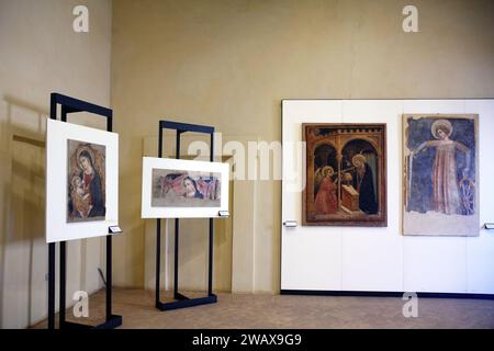 Italia Umbria Foligno: Palazzo Trinci. Ospita una galleria d'arte e un museo archeologico. camere e affreschi artistici Foto Stock