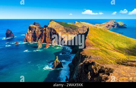 Paesaggio con Ponta de Sao Lourenco, Isola di Madeira, Portogallo Foto Stock