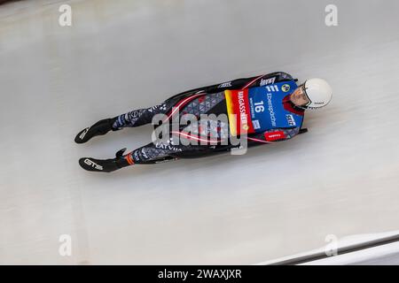 Deutschland. 7 gennaio 2024. Gints Berzins (LAT), WC Men's Singles, Eberspächer Luge World Cup 2023/204 Winterberg (GER), 7. Januar 2024, Winterberg/Nordrhein-Westfalen/Deutschland, foto: Eibner/Socher Credit: dpa/Alamy Live News Foto Stock