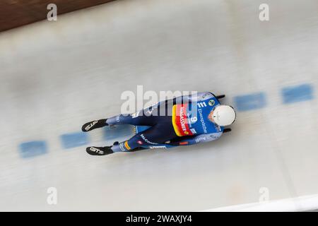 Deutschland. 7 gennaio 2024. Alex Gufler (ITA), WC Men's Singles, Eberspächer Luge World Cup 2023/204 Winterberg (GER), 7. Januar 2024, Winterberg/Nordrhein-Westfalen/Deutschland, foto: Eibner/Socher Credit: dpa/Alamy Live News Foto Stock