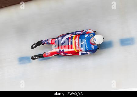 Deutschland. 7 gennaio 2024. Matthew Greiner (USA), WC Men's Singles, Eberspächer Luge World Cup 2023/204 Winterberg (GER), 7. Januar 2024, Winterberg/Nordrhein-Westfalen/Deutschland, foto: Eibner/Socher Credit: dpa/Alamy Live News Foto Stock