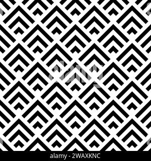 Motivo art deco senza cuciture. Reticolo triangolare astratto ripetuto. Rombo nero isolato su sfondo bianco. Grafica geometrica ripetuta. Ripetete Illustrazione Vettoriale