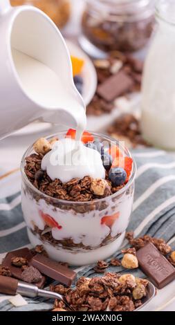 Nuove foto di grani d'avena scattate con cioccolato, immagini di alta qualità Foto Stock