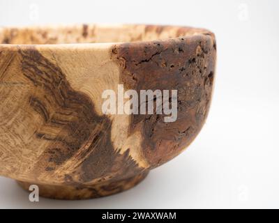 Primo piano dell'Oak Burr Burl Bowl Foto Stock