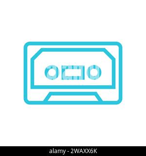 Simbolo retro cassetta. Dal set di icone blu. Illustrazione Vettoriale