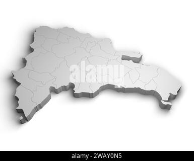 Illustrazione mappa 3d Repubblica Dominicana sfondo bianco isolato Foto Stock