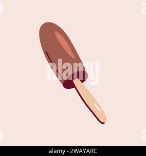 design classico del gelato al cioccolato cartoon. Illustrazione vettoriale isolata. Illustrazione Vettoriale