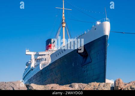 La HMS Queen Mary a Long Beach, California, Stati Uniti Foto Stock