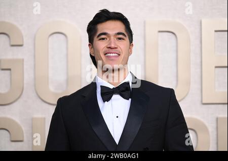 Owen Han al 81° Golden Globe Awards tenutosi al Beverly Hilton Hotel il 7 gennaio 2024 a Beverly Hills, California. Crediti: PMC/Alamy Live News Foto Stock