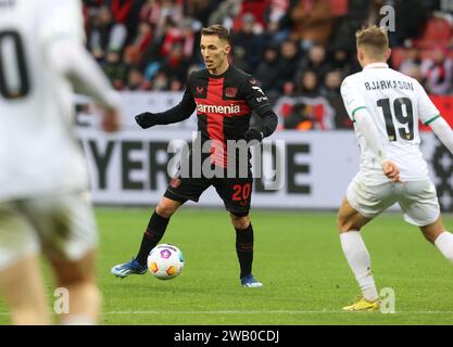 Leverkusen, Deutschland. 7 gennaio 2024. Alejandro Grimaldo (Bayer), Leverkusen, Deutschland, 07.01.2024, Testspiel, Bayer 04 Leverkusen - Venezia FC. Credito: Juergen Schwarz/Alamy Live News Foto Stock