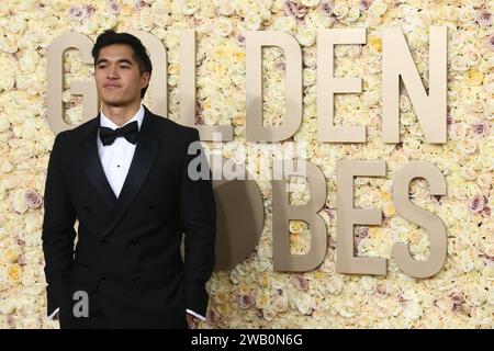 Owen Han al 81° Golden Globe Awards tenutosi al Beverly Hilton Hotel il 7 gennaio 2024 a Beverly Hills, California. Foto Stock