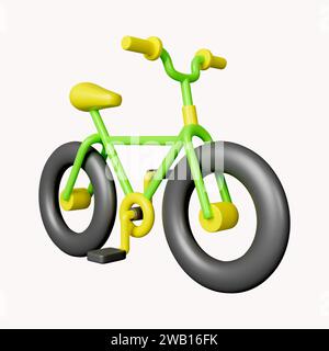 bicicletta 3d. trasporto ecologico. Salvare la Terra. Concetto di ambiente. icona isolata su sfondo bianco. illustrazione del rendering 3d. Tracciato di ritaglio. Foto Stock