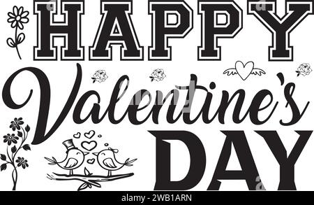 T-Shirt Design tipografico di San Valentino Illustrazione Vettoriale