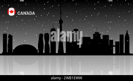 Canada skyline, Canada Urban Cityscape, Canada grattacieli edifici, splendida silhouette vettoriale che cade sulla neve. illustratore vettoriale Illustrazione Vettoriale