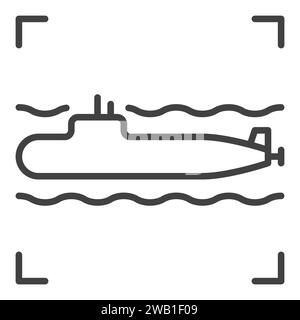 Icona del concetto Esercito Vettoriale sottomarino o firma in stile sottile Illustrazione Vettoriale