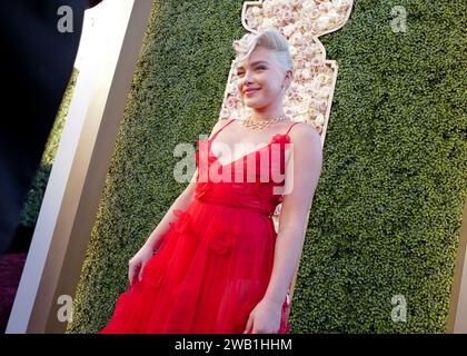 Beverly Hills, Stati Uniti. 8 gennaio 2023. Florence Pugh al 81° Golden Globe Awards tenutosi al Beverly Hilton Hotel il 7 gennaio 2024 a Beverly Hills, California. Crediti: PMC/Alamy Live News Foto Stock