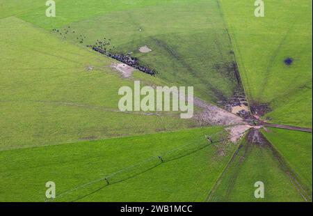 Fotografia astratta agricola di un sistema di irrigazione pivot vicino alla baia di St Francis, provincia del Capo Orientale in Sudafrica. Foto Stock