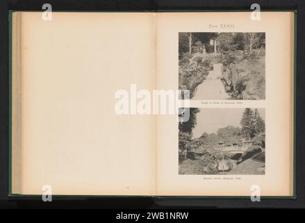 Due facce sui giardini Mangwanji a Nikko, Giappone, Kazumasa Ogawa, c. 1888 - in o prima del 1893 stampa fotomeccanica giardino collotipo di carta Nikko. Cascata Nikko Foto Stock