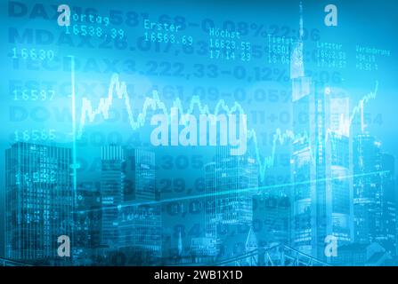 grafico del mercato azionario - disegno blu Foto Stock