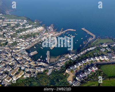 Mevagissey villaggio di pescatori, Cornwall, angolo alto Foto Stock