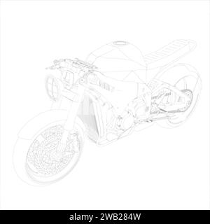 Retro Cafe racer classico motociclistico con struttura in filo metallico, illustrazione vettoriale Illustrazione Vettoriale