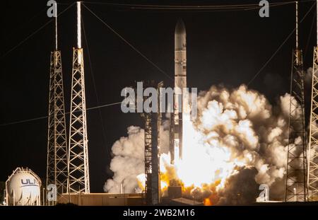 CAPE CANAVERAL, FLORIDA, USA - 08 gennaio 2024 - sul primo volo dell'iniziativa CLPS (Commercial Lunar Payload Services) della NASA e del programma Artemis Foto Stock