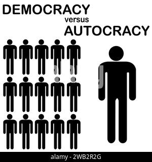 Democrazia contro autocrazia, concetto astratto Illustrazione Vettoriale