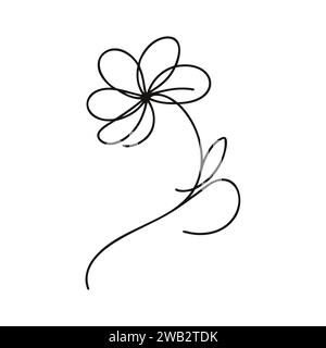 Il fiore è disegnato come una linea continua. Illustrazione vettoriale Illustrazione Vettoriale