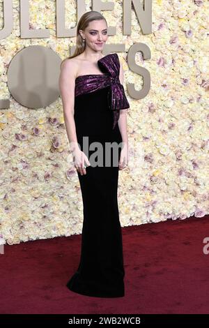 Amanda Seyfried bei der Verleihung der 81. Golden Globe Awards al Beverly Hilton Hotel. Beverly Hills, 07.01.2024 *** Amanda Seyfried ai Golden Globe Awards 81 al Beverly Hilton Hotel Beverly Hills, 07 01 2024 foto:XJ.xBlocx/xFuturexImagex globes 2024 4204 Foto Stock