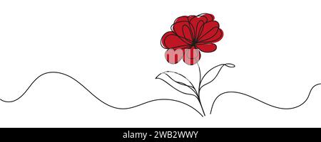 Il fiore è disegnato come una linea continua. Illustrazione vettoriale Illustrazione Vettoriale