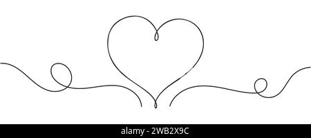 Il cuore viene disegnato in una linea. Illustrazione vettoriale Illustrazione Vettoriale