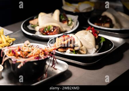 Bao Buns a Yum Bun in Seven Dials Market, Covent Garden, Londra, Inghilterra Foto Stock