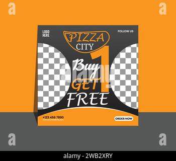 Pizza Social Media Post Design Illustrazione Vettoriale