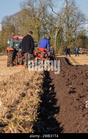 Macroom Ploughing match tenutosi a Tullig, Coachford, gennaio 2024 Foto Stock