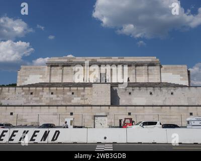 NORIMBERGA, GERMANIA - CIRCA GIUGNO 2022: Zeppelinfeld Translation Zeppelin Field Tribune progettato dall'architetto Albert Speer come parte del partito nazista RAL Foto Stock