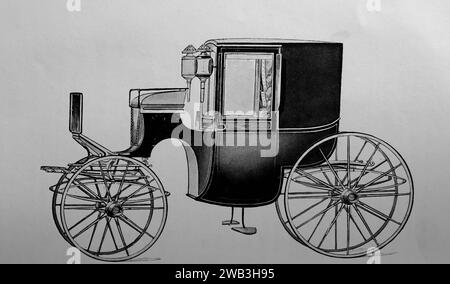 Una Brougham Carriage, prodotta da Messrs. J. & C. Cooper, c1840. Questo è da una serie di illustrazioni stampate di carrozze trainate da cavalli utilizzate nella Gran Bretagna vittoriana tra la metà e la fine del XIX secolo. Foto Stock