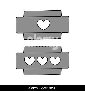 Razor Blade con il cuore. Y2K Style emo. Illustrazione vettoriale piatta isolata su sfondo bianco Illustrazione Vettoriale