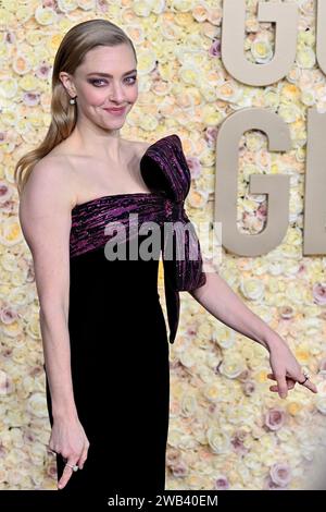 Amanda Seyfried bei der Verleihung der 81. Golden Globe Awards al Beverly Hilton Hotel. Beverly Hills, 07.01.2024 Foto Stock