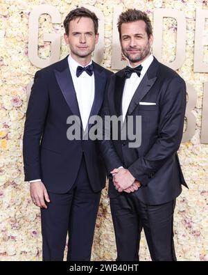 Beverly Hills, Stati Uniti. 7 gennaio 2024. BEVERLY HILLS, LOS ANGELES, CALIFORNIA, USA - GENNAIO 07: Patrick J. Adams e Gabriel Macht arrivano al 81° Golden Globe annuale tenutosi al Beverly Hilton Hotel il 7 gennaio 2024 a Beverly Hills, Los Angeles, California, Stati Uniti. (Foto di Xavier Collin/Image Press Agency) credito: Image Press Agency/Alamy Live News Foto Stock