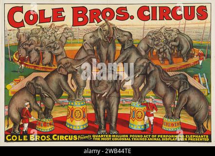 Poster Circus (Cole Brothers, 1930s) feat Circus Elephants Foto Stock