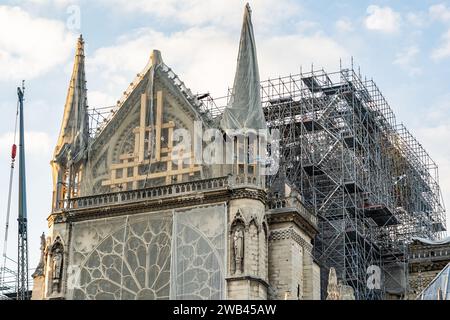 Parigi-Francia 31 maggio 2019 - ristrutturazione della cattedrale di Notre Dame a Parigi subito dopo l'incendio. Foto Stock