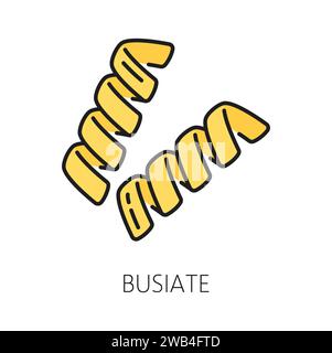 Busiate tipica pasta biologica siciliana, icona del contorno di colore. Cibo tradizionale italiano vettoriale, macaroni a forma di spirale. Cucina italiana, busiate Illustrazione Vettoriale