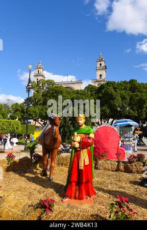 Nativity Scene, Plaza grande, centro storico, Merida Mexico Foto Stock