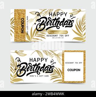 modello voucher di compleanno stampabile. Illustrazione Vettoriale