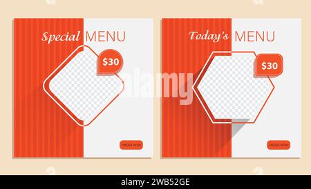 social media post food design. Illustrazione Vettoriale