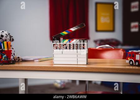 Ardesia cinematografica sul set Foto Stock