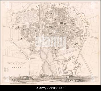 1840 cartina di Parma. Foto Stock